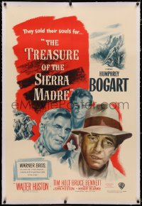 3j0465 TREASURE OF THE SIERRA MADRE linen 1sh 1948 Humphrey Bogart, Tim Holt & Walter Huston, rare!