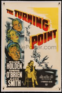 3j0466 TURNING POINT linen 1sh 1952 William Dieterle film noir, Holden, Edmond O'Brien, Alexis Smith