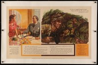 3j0116 YOUR HOME FRONT REPORTER linen 22x36 WWII war poster 1943 food shortages don't compare to war!