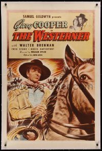 3j0473 WESTERNER linen 1sh 1940 William Wyler classic, great image of cowboy Gary Cooper, ultra rare!