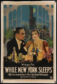 3j0477 WHILE NEW YORK SLEEPS linen 1sh 1920 cine-melodrama of life in the great metropolis, rare!