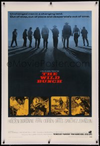 3j0480 WILD BUNCH linen int'l 1sh 1969 Sam Peckinpah cowboy classic, William Holden & Ernest Borgnine
