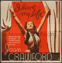 3k0045 I LIVE MY LIFE local theater 6sh 1935 incredible art of sexy Joan Crawford, ultra rare!
