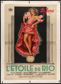 3k0127 STERN VON RIO linen French 32x47 1940 Roger Jacquier art of beautiful Brazilian woman, rare!