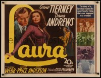 3k0025 LAURA 1/2sh 1944 great image of Dana Andrews lusting after sexy Gene Tierney, Otto Preminger