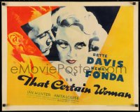 3k0040 THAT CERTAIN WOMAN style B 1/2sh 1937 art of Henry Fonda & Bette Davis with those eyes, rare!