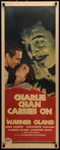 3k0047 CHARLIE CHAN CARRIES ON insert 1931 Warner Oland is detective Chan for 1st time, ultra rare!