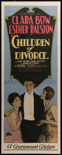 3k0048 CHILDREN OF DIVORCE insert 1927 Gary Cooper between Clara Bow & Esther Ralston, ultra rare!