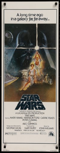 3k0058 STAR WARS insert 1977 George Lucas classic, iconic Tom Jung art of Vader over Luke & Leia!