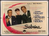 3k0130 SABRINA linen horizontal Italian 1p 1954 Audrey Hepburn, Humphrey Bogart, Holden, ultra rare!