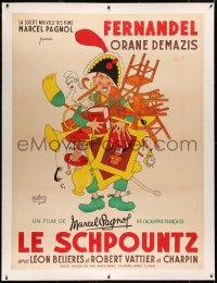 3k0123 LE SCHPOUNTZ linen Monacan 47x62 1938 Albert Dubout art of Fernandel, Marcel Pagnol, rare!