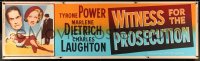 3k0118 WITNESS FOR THE PROSECUTION paper banner 1958 Tyrone Power, Marlene Dietrich, Wilder, rare!