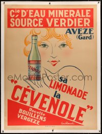 3k0160 CEVENOLE linen 47x63 French advertising poster 1920s Bouat art of girl holding lemonade drink