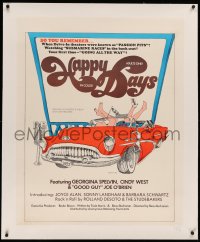 3k0155 HAPPY DAYS linen 28x36 special poster 1974 Georgina Spelvin, Cindy West, wacky drive-in sex art!