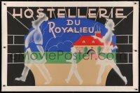 3k0184 HOSTELLERIE DU ROYALIEU linen 30x47 French special poster 1930s art of chef, boy & woman!