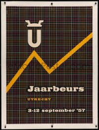 3k0142 JAARBEURS linen 31x43 Dutch special poster 1957 trade fair held in Utrecht, line graph art!