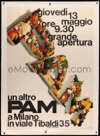 3k0150 PAM linen 39x55 Italian advertising poster 1970s cool food montage title, supermarket chain!