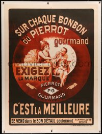 3k0170 PIERROT GOURMAND linen 46x61 French advertising poster 1920s art of girl by boy with candy!
