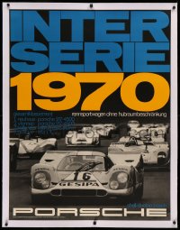 3k0146 PORSCHE linen 31x40 German special poster 1970 great image of Interserie race cars lined up!