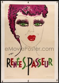 3k0187 RENEE PASSEUR linen 32x47 French special poster 1950s Charles Kiffer art of the French singer!