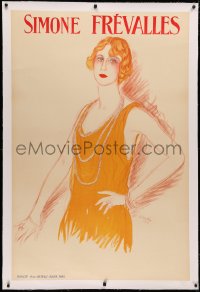 3k0194 SIMONE FREVALLES linen 33x50 French stage poster 1923 Marcel Vertes artwork of sexy actress!