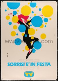 3k0151 SORRISI E' IN FESTA linen 38x55 Italian advertising poster 1991 sexy balloon art by Rene Gruau!