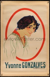 3k0195 YVONNE GONZALVES linen 32x47 French stage poster 1920s FG art of the pretty stage actress!
