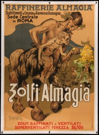3k0153 ZOLFI ALMAGIA linen 39x55 Italian special poster 1950 Adolfo Hohenstein art of centaur & faun!