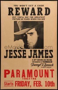 3k0086 JESSE JAMES WC 1939 faux no reward poster for Tyrone Power's greatest picture in years, rare!