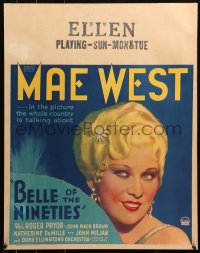 3k0005 BELLE OF THE NINETIES jumbo WC 1934 the whole country's talking about sexy Mae West, rare!