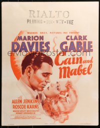 3k0006 CAIN & MABEL jumbo WC 1936 romantic c/u art of boxer Clark Gable & Marion Davies, ultra rare!