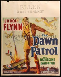3k0008 DAWN PATROL jumbo WC 1938 different art of pilot Errol Flynn & World War I airplanes, rare!