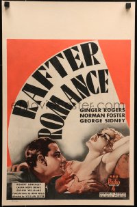 3k0092 RAFTER ROMANCE WC 1933 sexiest art of Foster holding half-dressed Ginger Rogers chest, rare!