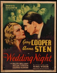 3k0096 WEDDING NIGHT WC 1935 art of pretty Anna Sten & Gary Cooper staring at each other, very rare!