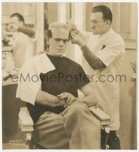 3m0117 BRIDE OF FRANKENSTEIN candid 7.25x7.75 still 1935 Jack Pierce applying Karloff monster makeup!