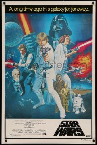 3m0079 STAR WARS Aust 1sh 1977 George Lucas classic sci-fi epic, great cast art by Tom Chantrell!