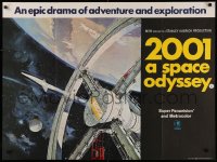 3m0004 2001: A SPACE ODYSSEY British quad 1968 Stanley Kubrick, Bob McCall space wheel art, rare!