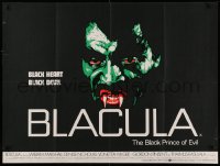 3m0005 BLACULA British quad 1972 best different art of vampire William Marshall showing fangs, rare!