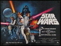 3m0003 STAR WARS British quad 1978 George Lucas sci-fi epic, art by Tom Chantrell, Academy Awards!