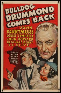 3m0207 BULLDOG DRUMMOND COMES BACK Other Company 1sh 1937 John Barrymore, detective John Howard!