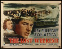 3m0030 LOST WEEKEND style B 1/2sh 1945 montage of alcoholic Ray Milland & Wyman, Billy Wilder, rare!