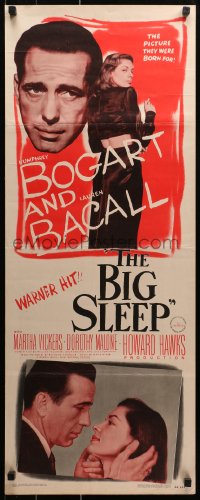 3m0045 BIG SLEEP insert 1946 Humphrey Bogart, sexy Lauren Bacall, directed by Howard Hawks, rare!