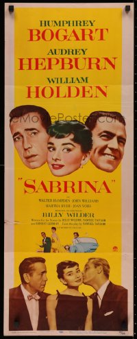 3m0064 SABRINA insert 1954 Audrey Hepburn between Humphrey Bogart & William Holden, Billy Wilder