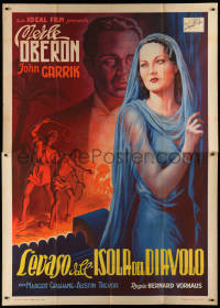 3m0179 BROKEN MELODY Italian 2p 1940 Ballester art of beautiful Merle Oberon & Garrick, ultra rare!