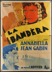 3m0181 ESCAPE FROM YESTERDAY Italian 2p 1936 Duvivier, art of Jean Gabin & Annabella, ultra rare!