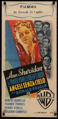 3m0087 ANGELS WASH THEIR FACES Italian locandina 1952 Martinati art of Ann Sheridan & Kids, rare!