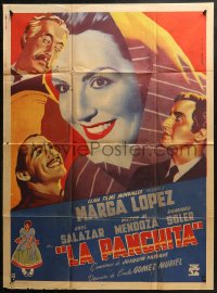 3m0191 LA PANCHITA Mexican poster 1949 Juanino Renau Berenguer art of pretty Marga Lopez, ultra rare!