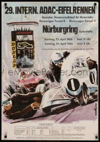 3m0104 EIFELRENNEN 23x33 German special poster 1966 ADAC Automobile Club, April race at Nurburgring!