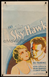 3m0076 SKY HAWK 14x23 special poster 1930 art of Helen Chandler & WWI pilot John Garrick, very rare!