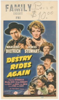 3m0147 DESTRY RIDES AGAIN mini WC 1939 art of James Stewart, Marlene Dietrcih & top cast, very rare!